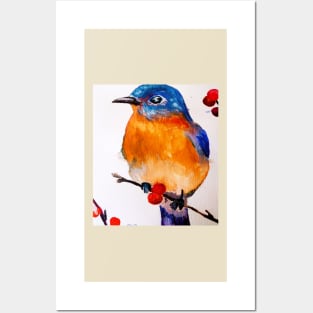 watercolor bird Posters and Art